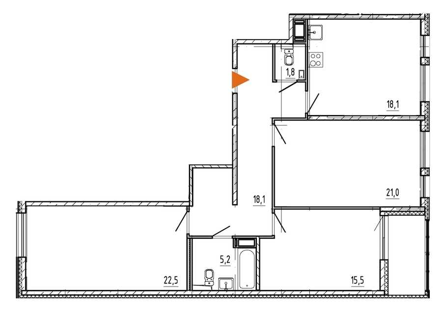 Трехкомнатная квартира в Эталон ЛенСпецСМУ: площадь 104.6 м2 , этаж: 9 – купить в Санкт-Петербурге